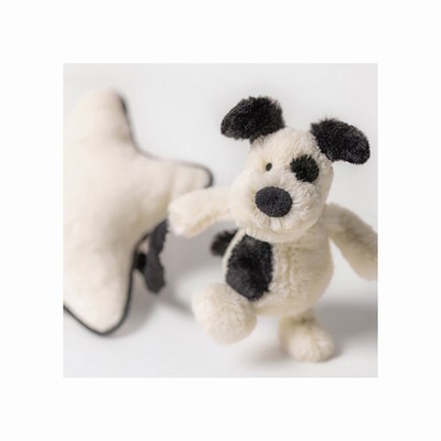 Jellycat Bashful Black & Cream Puppy Musical Pull USA | 27469DLZI